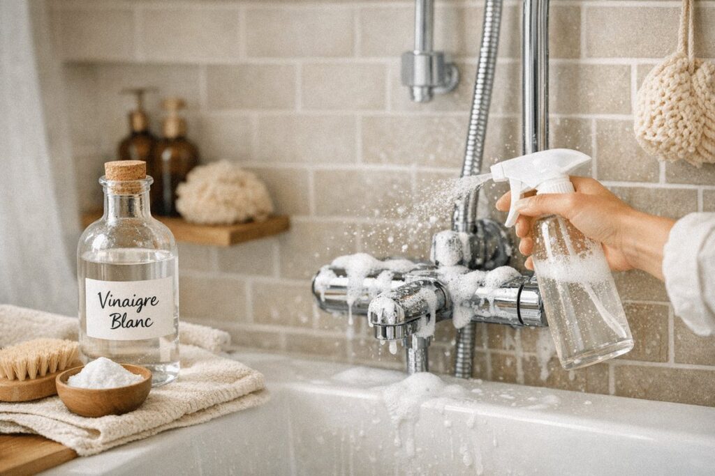 Vinaigre blanc : l’astuce méconnue qui le rend 10 fois plus puissant sous la douche