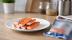 Bâtonnets de surimi dans une assiette pour illustrer un rappel produit alimentaire