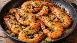 Gambas poêlées à l’ail et au persil