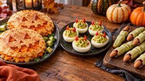 Quesadillas citrouilles, œufs mimosa et biscuits doigts de sorcière pour Halloween