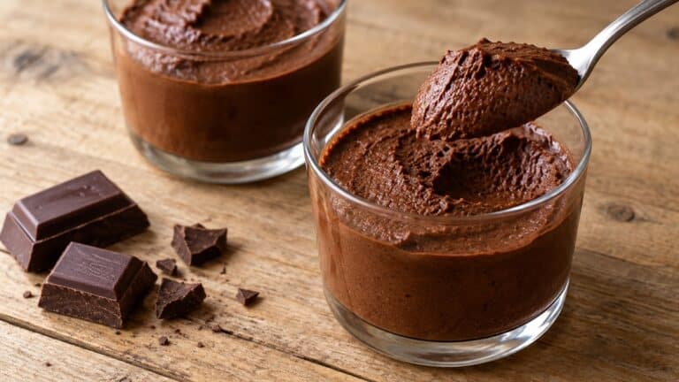 Dessert au chocolat noir en verrines sans crème ni œufs
